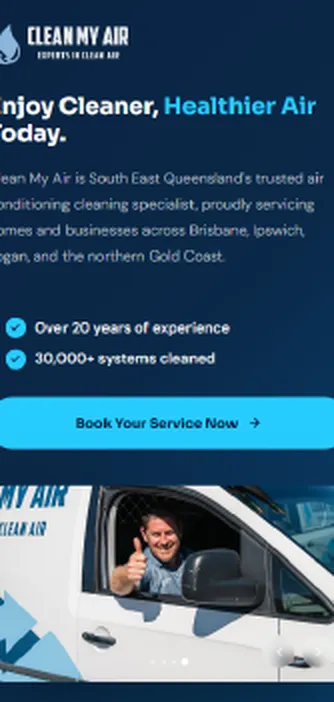 Clean My Air website on iPhone