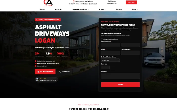 Colossal Asphalt website on desktop