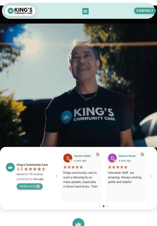 Kings Community Care website on iPad