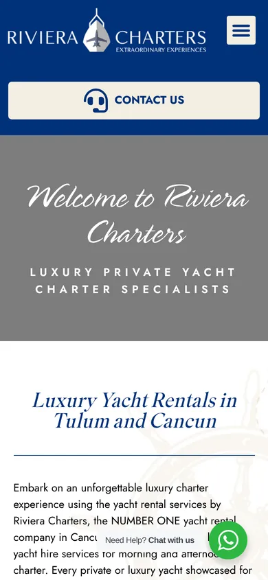 Riviera Charters website on iPhone