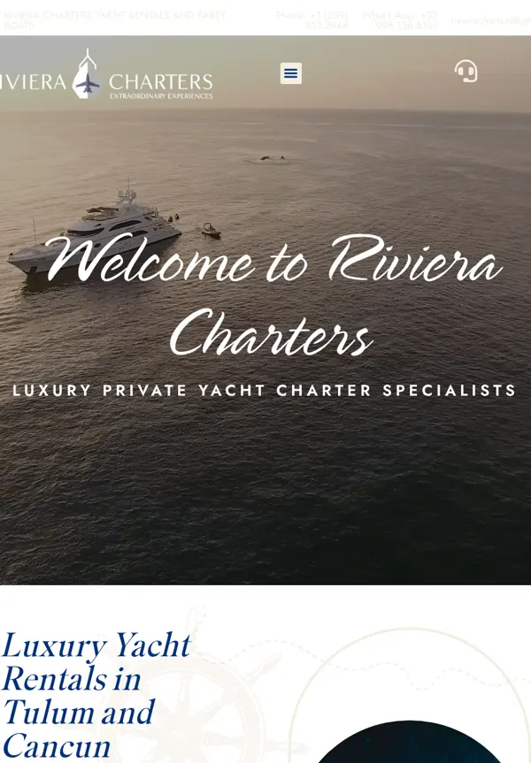 Riviera Charters website on iPad