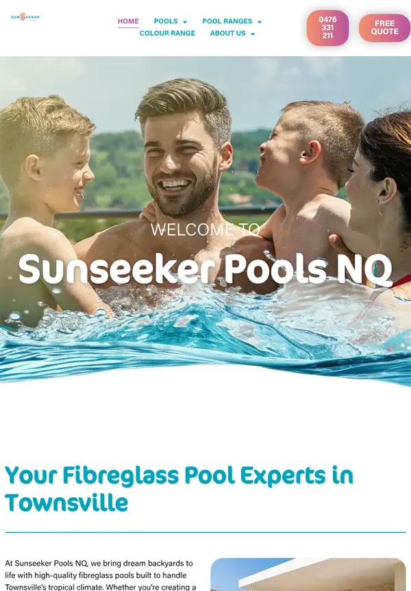 Sunseeker Pools NQ website on iPad